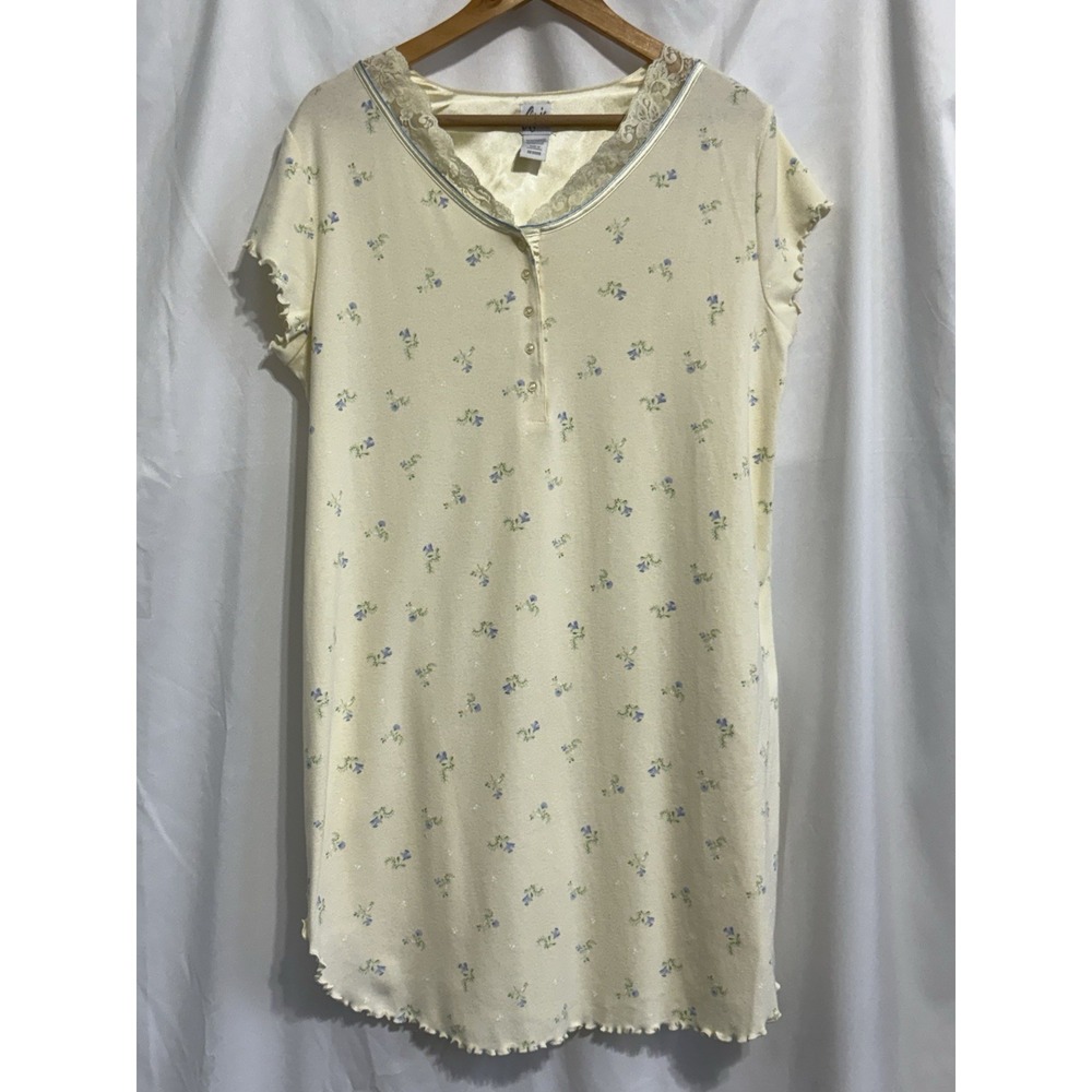 Aria Vintage Style Floral‎ Nightgown Ditsy Floral Women Size Medium Cotton Blend